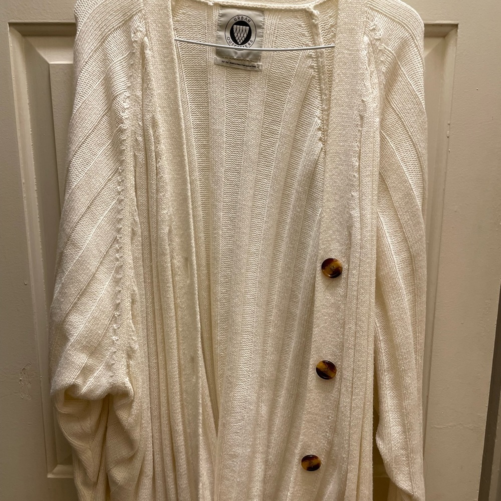 urban outfitters white knit cardigan